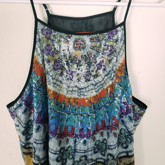 Clover Canyon Abstract Sequin Spaghetti Strap Top - Picture 2 of 8